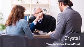  Presentation with lawyer - Cool new slide set with young-woman-in-courthouse backdrop and a dark gray colored foreground