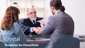  Presentation with lawyer - Colorful slide deck enhanced with young-woman-in-courthouse backdrop and a ocean colored foreground