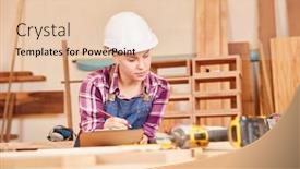  Presentation with craft - Slide deck featuring young-woman-in-craft-training background and a lemonade colored foreground