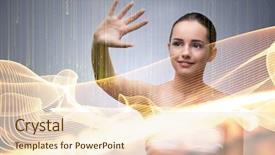  Presentation with digital - Cool new presentation design with nexus - young woman in digital concept backdrop and a lemonade colored foreground