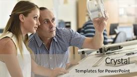  Presentation with engineering - Slide deck consisting of young woman in engineering training background and a coral colored foreground