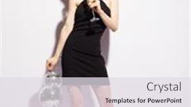  Presentation with disco ball - Theme consisting of young-woman-in-evening-dress background and a sky blue colored foreground