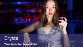  Presentation with night club - Cool new presentation with young woman in evening dress in night club with a drink backdrop and a ocean colored foreground
