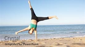  Presentation with fitness clothing - Cool new presentation theme with young-woman-in-fitness-clothing backdrop and a coral colored foreground