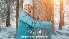  Presentation with winter forest - Slide set consisting of young-woman-in-forest background and a teal colored foreground