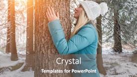  Presentation with save - Amazing slide deck having young-woman-in-forest backdrop and a violet colored foreground