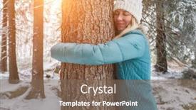  Presentation with winter forest - Beautiful theme featuring young-woman-in-forest backdrop and a violet colored foreground