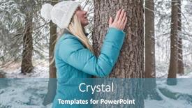  Presentation with forest winter - Beautiful presentation design featuring young-woman-in-forest backdrop and a teal colored foreground