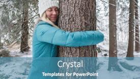  Presentation with winter forest - PPT theme having young-woman-in-forest background and a teal colored foreground