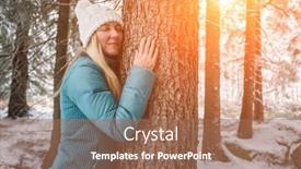  Presentation with winter forest - Colorful slide set enhanced with young-woman-in-forest backdrop and a coral colored foreground