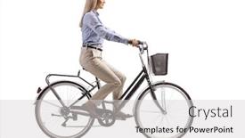  Presentation with formal - Theme having young-woman-in-formal-clothes background and a light gray colored foreground