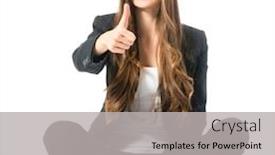  Presentation with background - Presentation theme enhanced with young-woman-in-front background and a light gray colored foreground