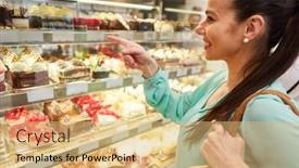 Presentation with confectionery - Presentation theme enhanced with young-woman-in-front background and a yellow colored foreground