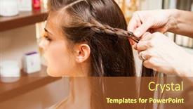  Presentation with hair salon - Presentation with young woman in hair salon making braid of hair background and a red colored foreground
