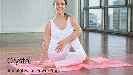  Presentation with spinal - Audience pleasing presentation theme consisting of young woman in half spinal backdrop and a coral colored foreground