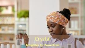  Presentation with beauty shop - Slides having young-woman-in-headband-standing background and a coral colored foreground