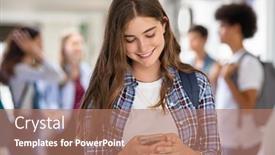  Presentation with high school - Presentation theme enhanced with young-woman-in-high-school background and a coral colored foreground