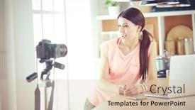  Presentation with blogger - Amazing theme having young-woman-in-kitchen backdrop and a lemonade colored foreground