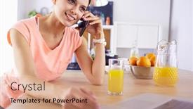  Presentation with blogger - Slide deck featuring young-woman-in-kitchen background and a coral colored foreground