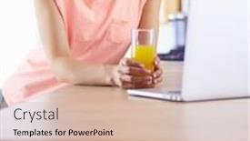  Presentation with blogger - PPT layouts enhanced with young-woman-in-kitchen background and a lemonade colored foreground