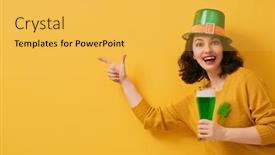  Presentation with saint patrick day - Amazing slide set having young-woman-in-leprechaun-hat backdrop and a yellow colored foreground