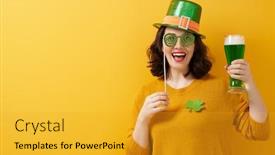  Presentation with saint patrick day - Cool new theme with young-woman-in-leprechaun-hat backdrop and a gold colored foreground