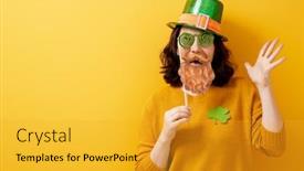  Presentation with saint patrick day - Colorful slide set enhanced with young-woman-in-leprechaun-hat backdrop and a gold colored foreground