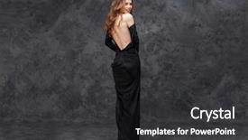  Presentation with reflection looking back to go forward - PPT theme featuring young woman in long evening background and a dark gray colored foreground