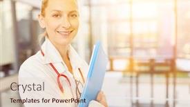  Presentation with medical training - Amazing presentation design having young-woman-in-medical-school backdrop and a lemonade colored foreground