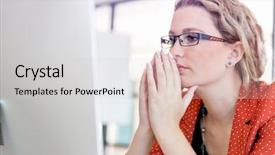  Presentation with customs office - Beautiful presentation theme featuring depresi - young woman in office backdrop and a lemonade colored foreground