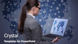  Presentation with socializare online - Audience pleasing theme consisting of young woman in online hotel backdrop and a tawny brown colored foreground