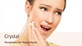  Presentation with woman in pain - Presentation having young woman in pain is background and a lemonade colored foreground