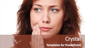  Presentation with woman in pain - Presentation design enhanced with young woman in pain is background and a tawny brown colored foreground