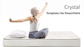  Presentation with mattress - Theme with young-woman-in-pajamas-sitting background and a white colored foreground