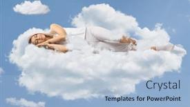  Presentation with sleeping - Presentation design featuring young-woman-in-pajamas-sleeping background and a light blue colored foreground