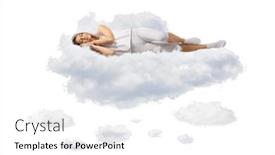  Presentation with sleeping - Presentation design consisting of young-woman-in-pajamas-sleeping background and a white colored foreground