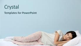  Presentation with sleeping - Audience pleasing presentation consisting of young woman in pajamas sleeping backdrop and a sky blue colored foreground