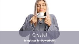  Presentation with coffee cup - Slide deck enhanced with young-woman-in-pajamas-smelling background and a gray colored foreground