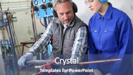  Presentation with professional training - Beautiful PPT theme featuring young woman in professional training backdrop and a  colored foreground