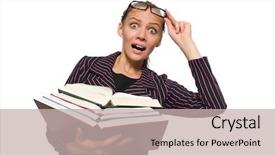  Presentation with costume - Audience pleasing presentation theme consisting of young woman in purple costume backdrop and a soft green colored foreground