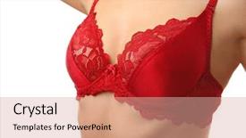  Presentation with red - Presentation theme having young woman in red bra background and a  colored foreground