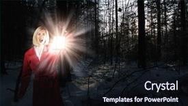  Presentation with lost - Beautiful PPT theme featuring young woman in red cloak with lantern lost in forest backdrop and a wine colored foreground