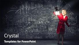  Presentation with lost - Amazing slide set having young woman in red coat with lantern lost in darkness backdrop and a dark gray colored foreground