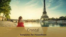  Presentation with eiffel tower - Colorful slides enhanced with young-woman-in-red-looking backdrop and a gold colored foreground