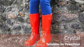  Presentation with rubber - Amazing slides having young woman in red rubber boots outdoors backdrop and a red colored foreground