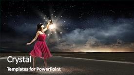  Presentation with young woman wearing boxer gloves - Beautiful slides featuring young woman in red wearing blindfold dress with lantern backdrop and a dark gray colored foreground