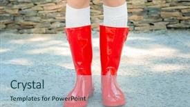  Presentation with boot camp boots - PPT layouts having young woman in red wellington background and a light blue colored foreground