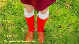  Presentation with boot camp boots - Theme consisting of young woman in red wellington background and a  colored foreground