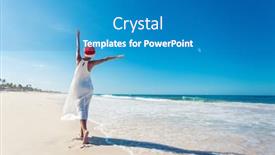  Presentation with tropical christmas - Theme enhanced with young-woman-in-santa-hat background and a  colored foreground