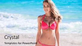  Presentation with sexy - Audience pleasing presentation theme consisting of young woman in sexy bikini backdrop and a coral colored foreground